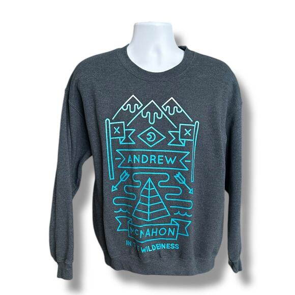 Andrew McMahon in the Wilderness Gray Graphic Crewneck Sweatshirt Large AMITW - Picture 1 of 5